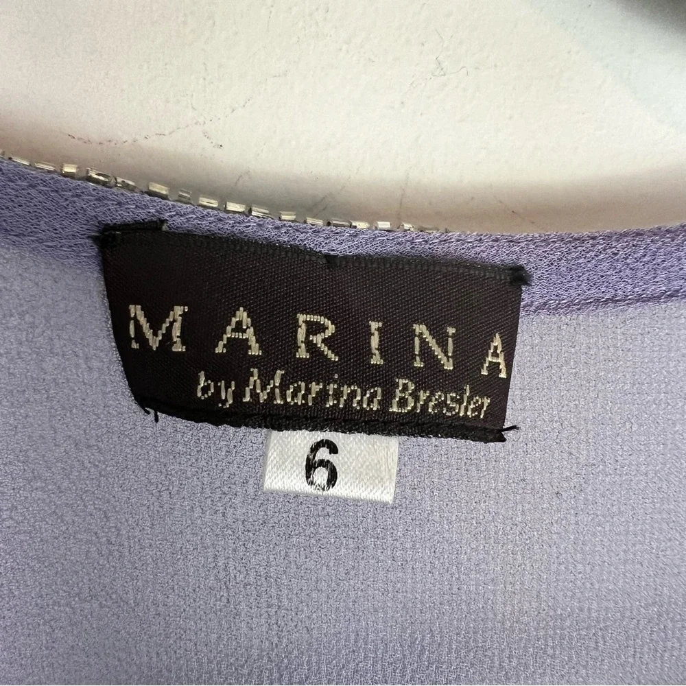 Marina Bresler Cardigan Wrap womens 6 purple sequin open front formal